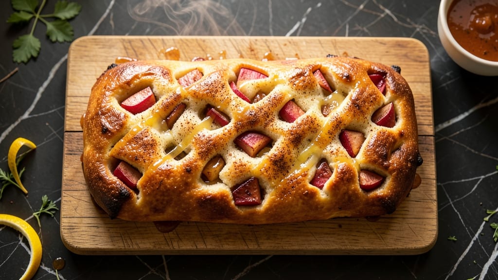 Apple Fritter Focaccia Bread Recipe: Crispy Lattice Top With Caramelized Apple Filling