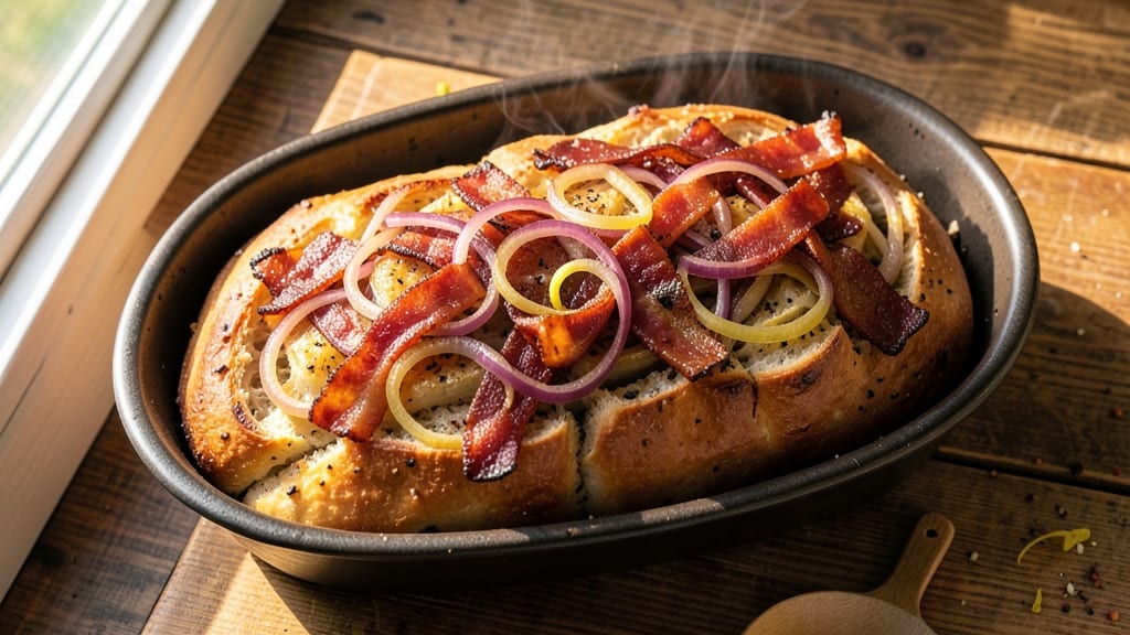 Bacon and Onion Bread Recipe: Crispy Crust With Smoky Sweet Filling
