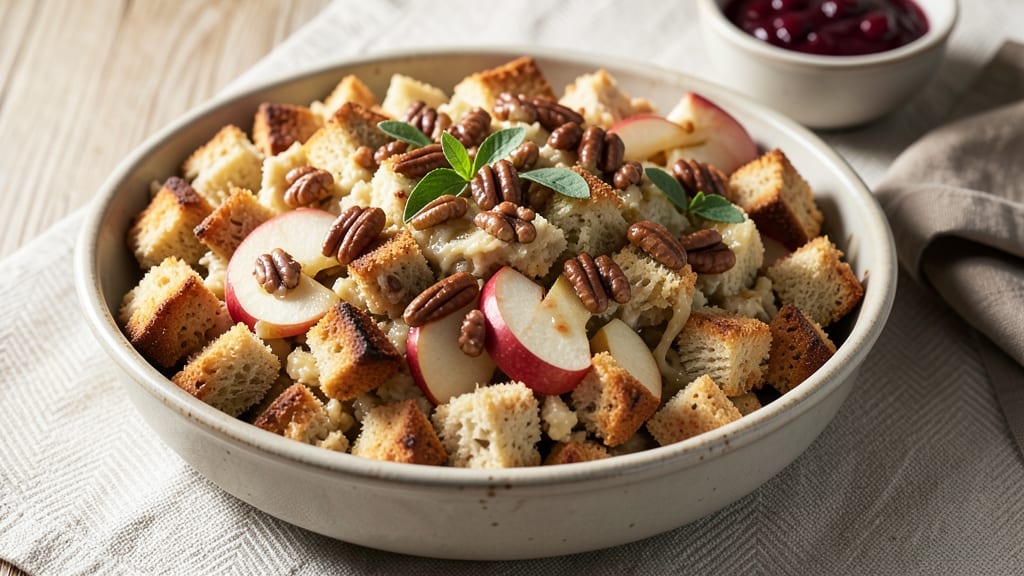 Apple Pecan Cornbread Stuffing Recipe: Warm Apple-Cider Spice and Crunchy Pecan Magic
